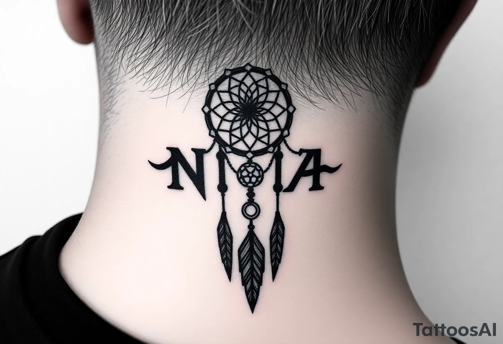 Nia letters with a dreamcatcher tattoo idea
