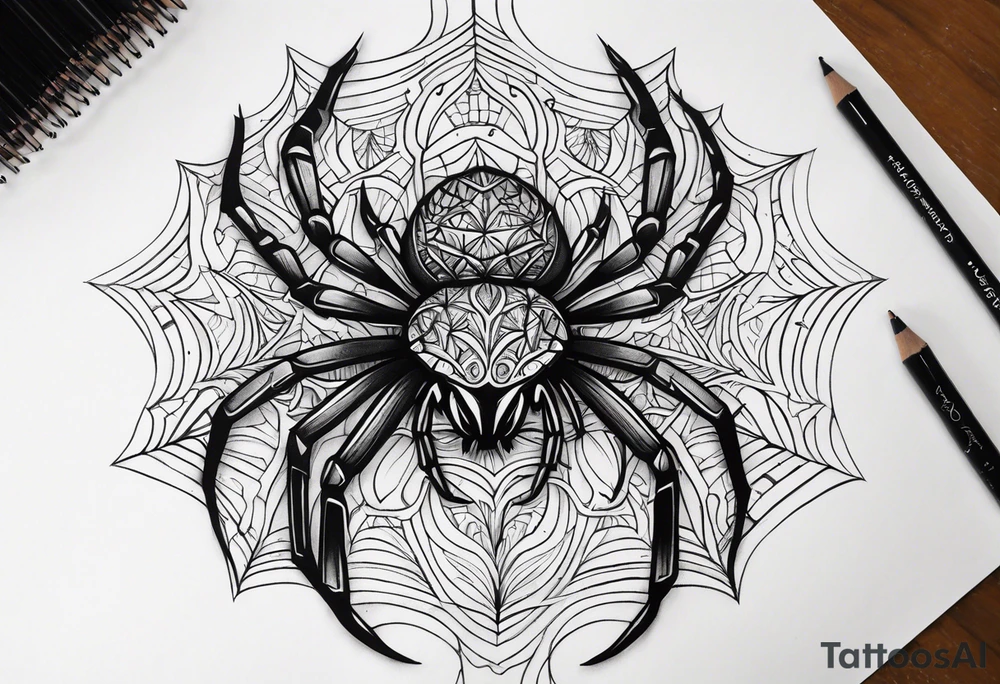 a psychedelic spider tattoo idea