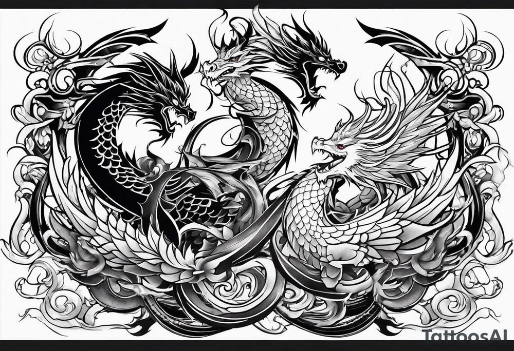 phoenix and dragon tattoo idea