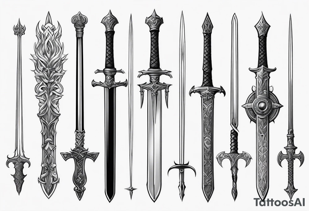 Swords down spine tattoo idea