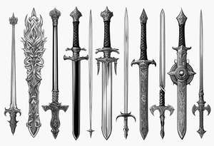 Swords down spine tattoo idea