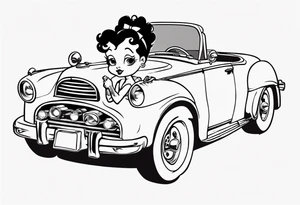 Betty boop driving car tattoo idea