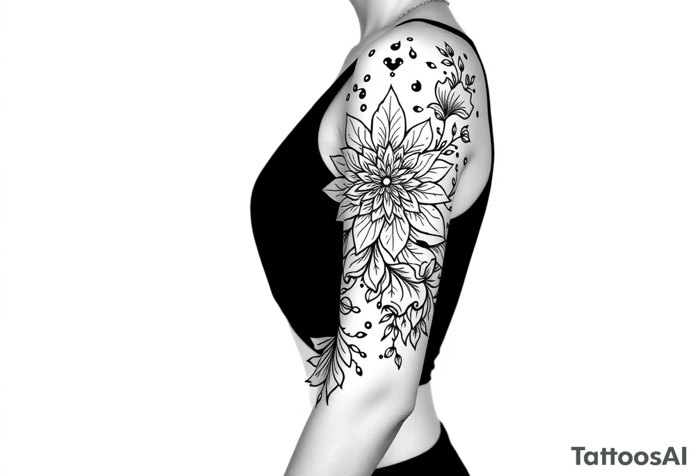bold line shaman and witch style no flower tattoo idea