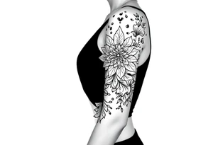 bold line shaman and witch style no flower tattoo idea