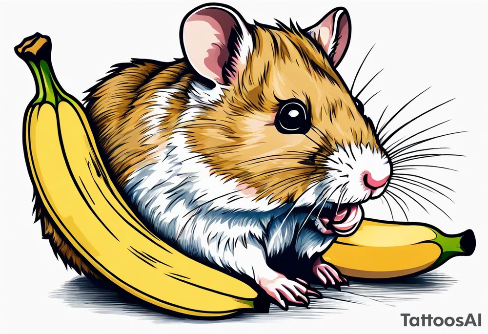 A hamster eating a banana tattoo idea