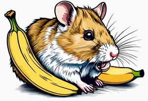 A hamster eating a banana tattoo idea