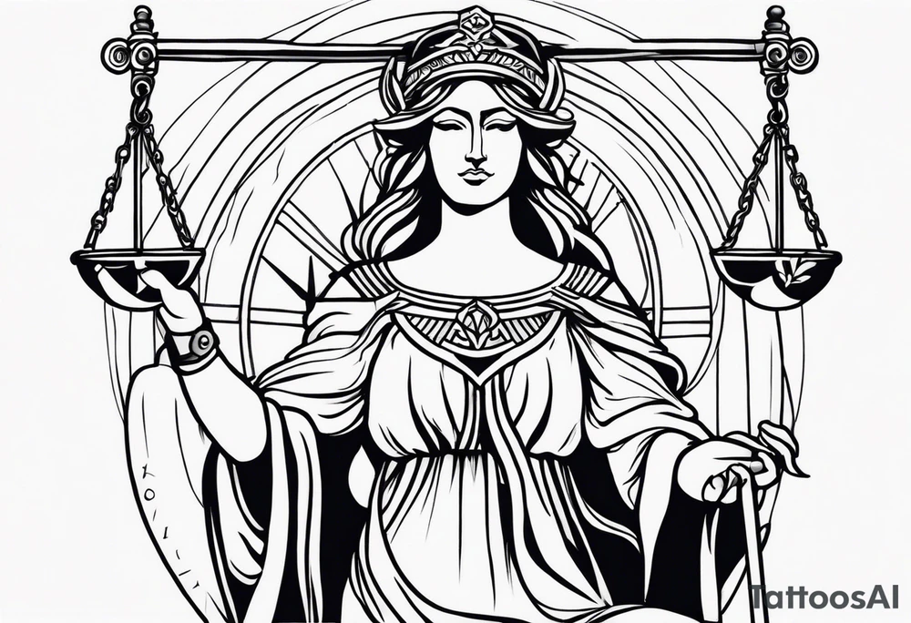 Forearm tattoo of the goddess Justicia tattoo idea