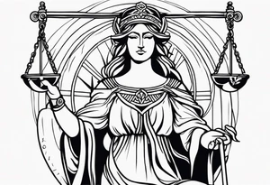 Forearm tattoo of the goddess Justicia tattoo idea