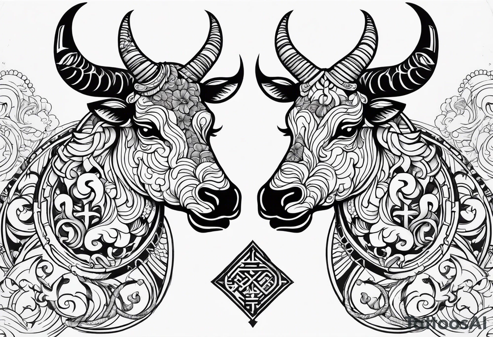 Gemini taurus symbols 
combined tattoo idea