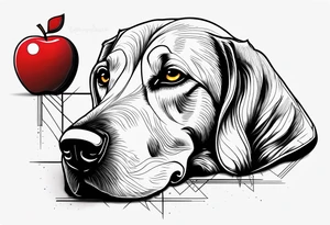 a hound with foot on an apple tattoo idea