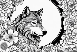 NC STATE UNIVERSITY WOLF MASCOT IN A FLRAL TOILE PATTERN tattoo idea