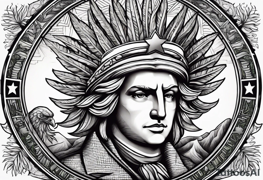 Colored america money root of all evil patriot tattoo idea