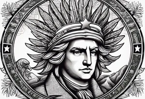 Colored america money root of all evil patriot tattoo idea