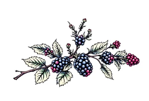 American traditional style Blackberry branch in a line to wrap around an arm tattoo idea