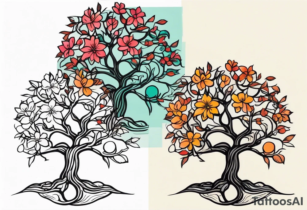 tree with roots

old school vintage simple traditional design with vintage flowers surrounding
bold color simple tattoo idea