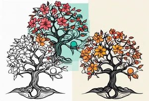 tree with roots

old school vintage simple traditional design with vintage flowers surrounding
bold color simple tattoo idea