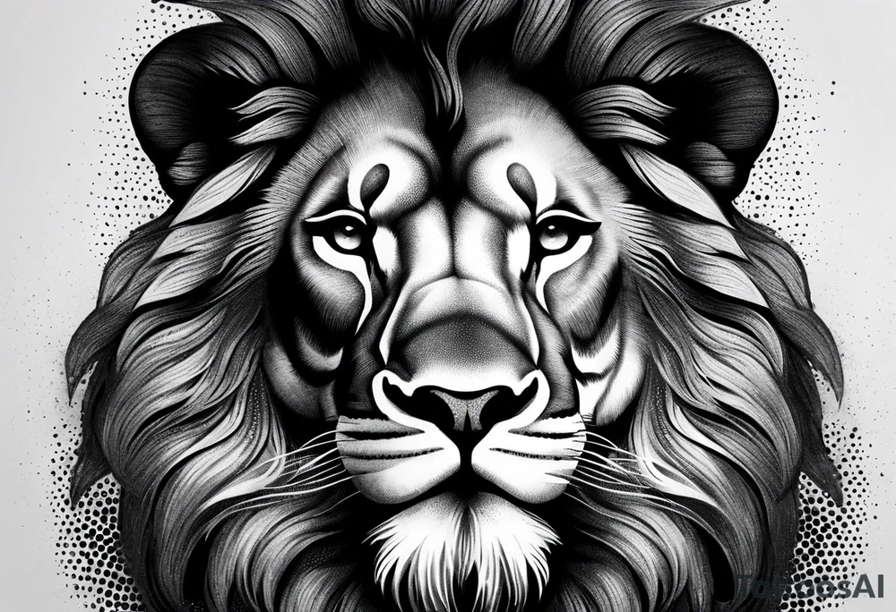 powerful majestic lion, close-up tattoo idea