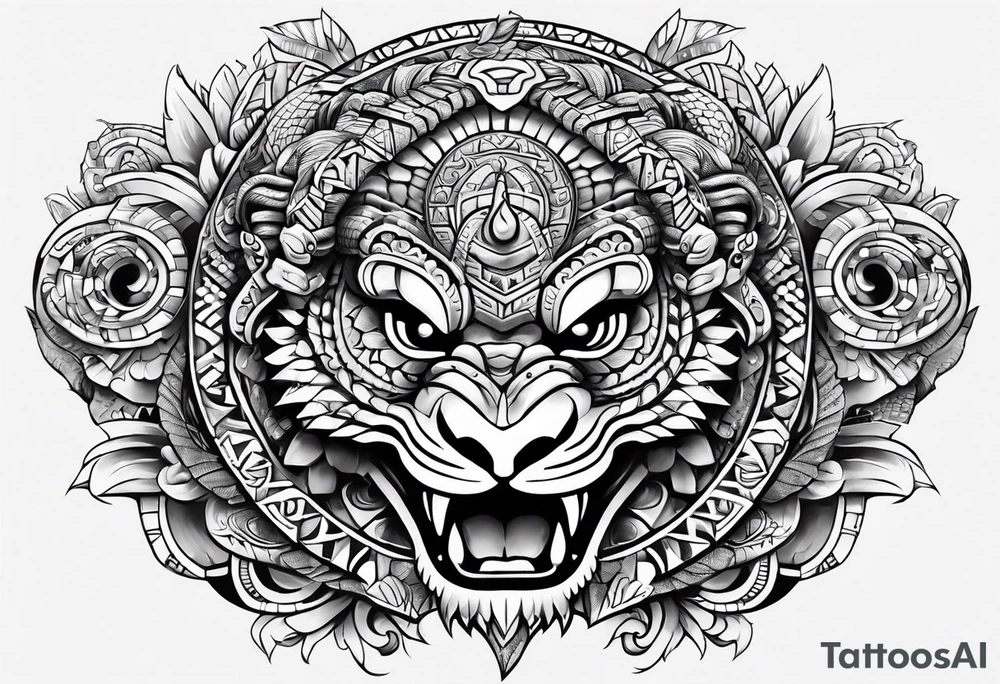 aztec snake sleeve tattoo idea