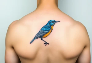 Bright colourful blue wren tattoo idea