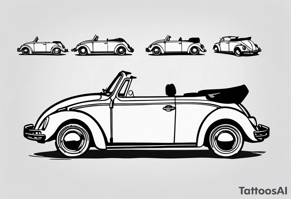 VW bug convertible, side profile, top-down, modern tattoo idea VW bug convertible, side profile, top-down, modern tattoo idea