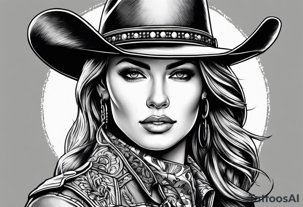 Cowgirl with revolver tattoo idea