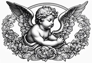 renaissance style cherub flying tattoo idea