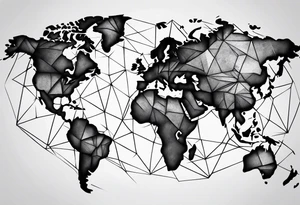 world map breaking like glass ball tattoo idea