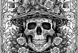 Full Skeleton wrapped in vines tattoo idea
