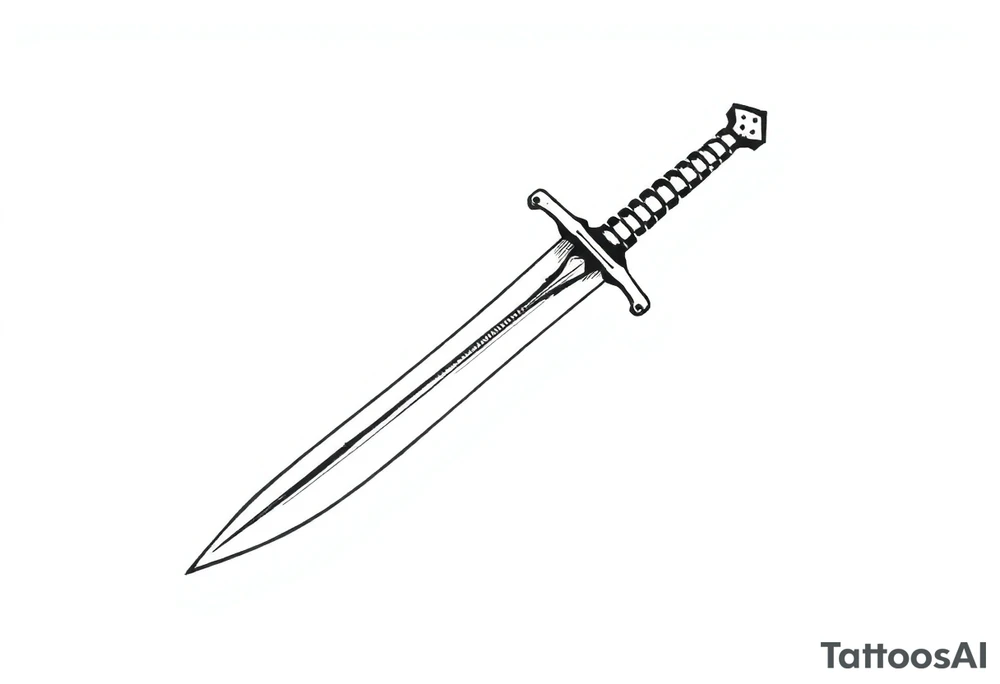 generate one sword and make the tip of the edge kind of pushed in, then purtude back out at the tippy top tattoo idea