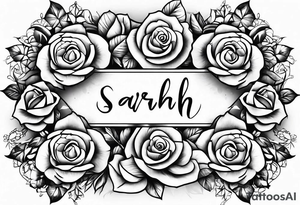 my mothers name sarah with roses around tattoo idea