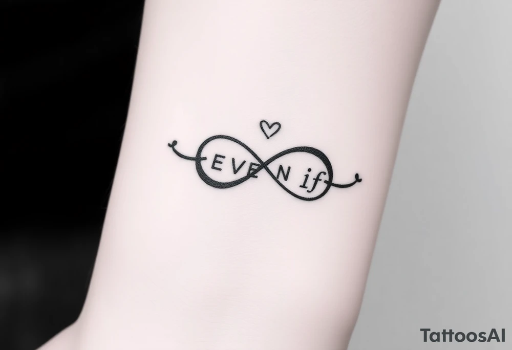 romantic infinity symbol with words "EVEN IF" tattoo idea