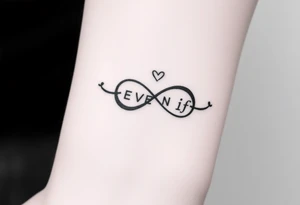 romantic infinity symbol with words "EVEN IF" tattoo idea