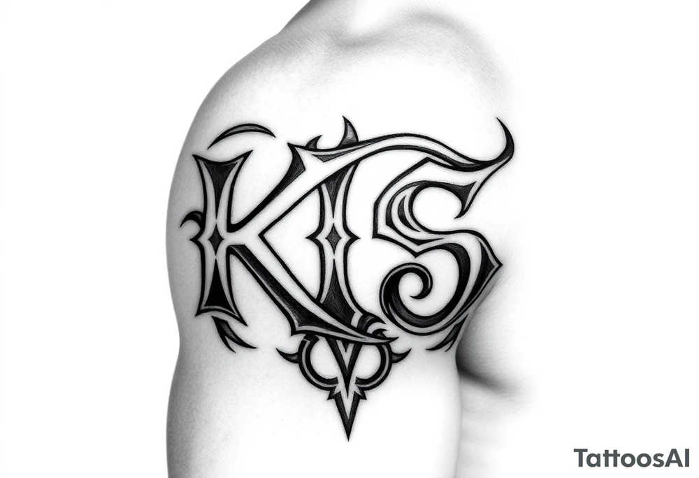 Tatuaje de tribal gótico que forme las letras las letras "KS" tattoo idea