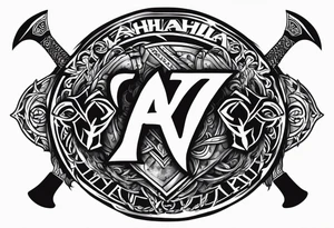 Valhalla round shield 
 axe berserker tattoo idea