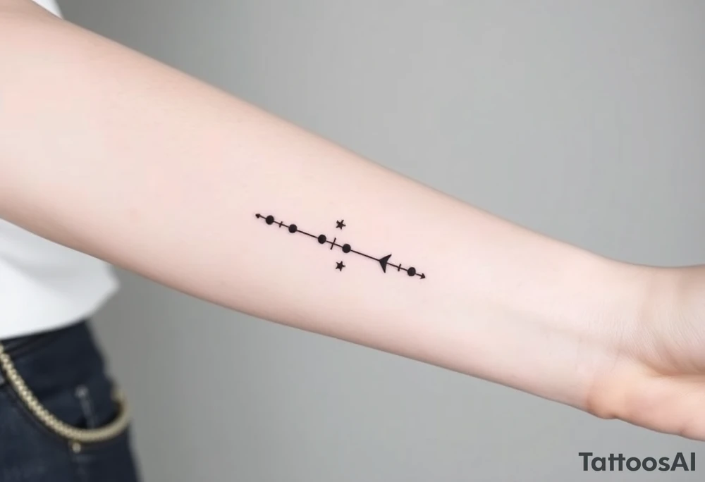 Can you design a few options for a meaningful minimal tattoo with dots, lines or stars that represents my kids? Three are living and two are deceased and I want something that represents that difference by having solid and hollow elementa tattoo idea