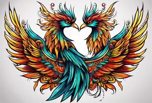 phoenix 
long tail 
elegant 
wings down
long neck tattoo idea