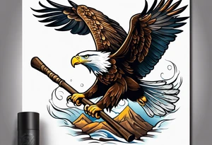eagle flying holding an oar tattoo idea