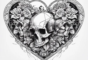 merge visceral heart and skull tattoo idea