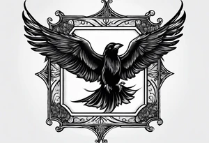 quote: “may angels lead you in”
A raven inside a square frame tattoo idea