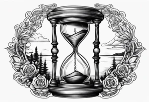 hourglass grandfather memorial sunset simple design tattoo idea