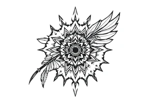 spiritual feather indian mandala shaman tattoo idea