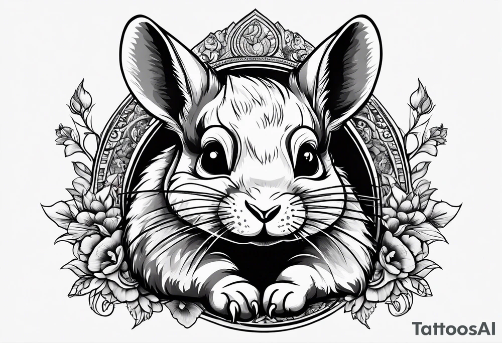Cute lazy sassy Chinchilla tattoo idea