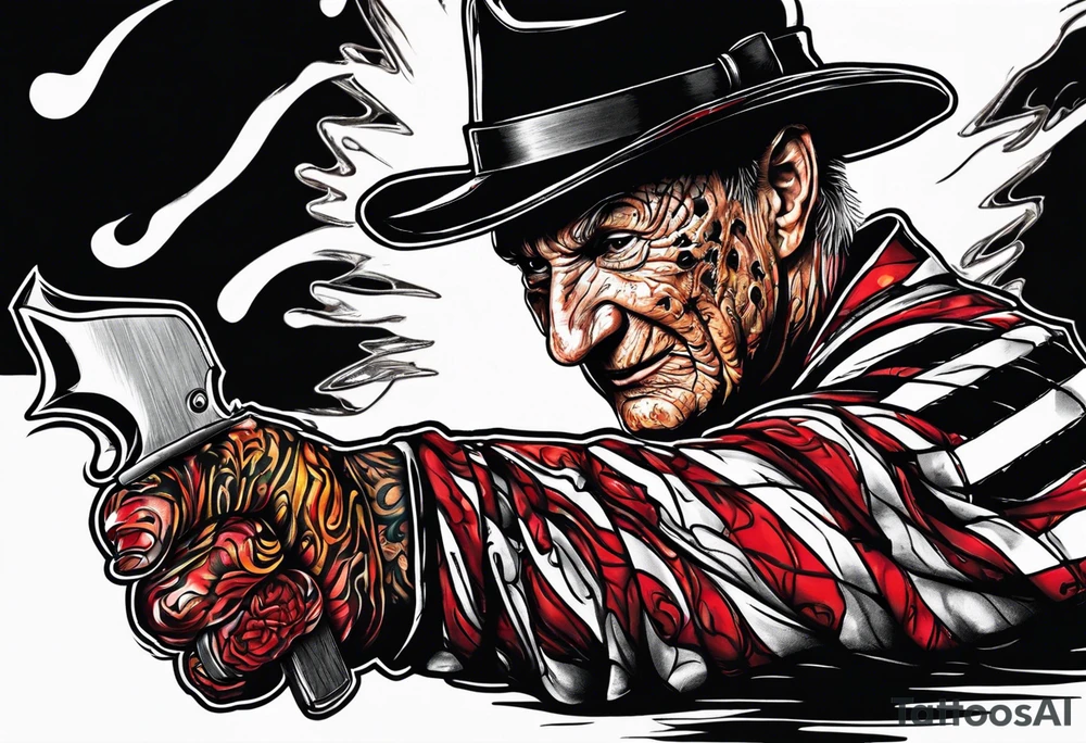 Baby Freddy Krueger with his knife gloves on tattoo idea