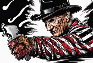 Baby Freddy Krueger with his knife gloves on tattoo idea