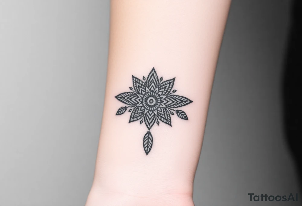 spiritual feathers ornamental mandala indian shaman rune tattoo idea
