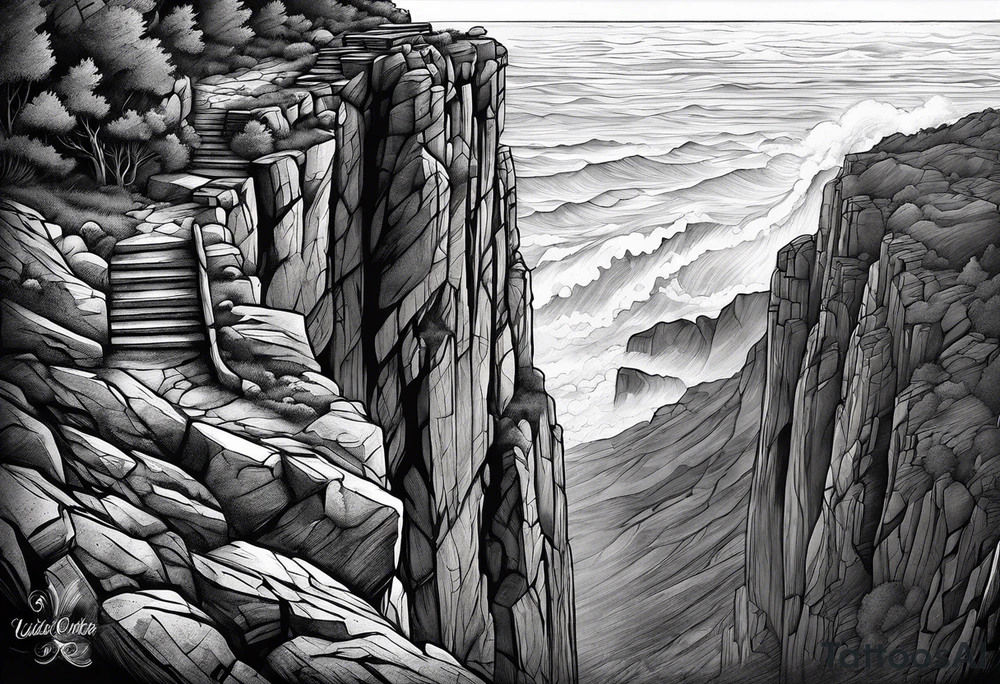 A shadow on the edge of a Cliff 
“Never look down “ tattoo idea