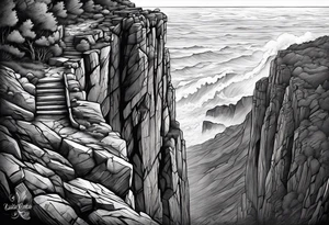 A shadow on the edge of a Cliff 
“Never look down “ tattoo idea