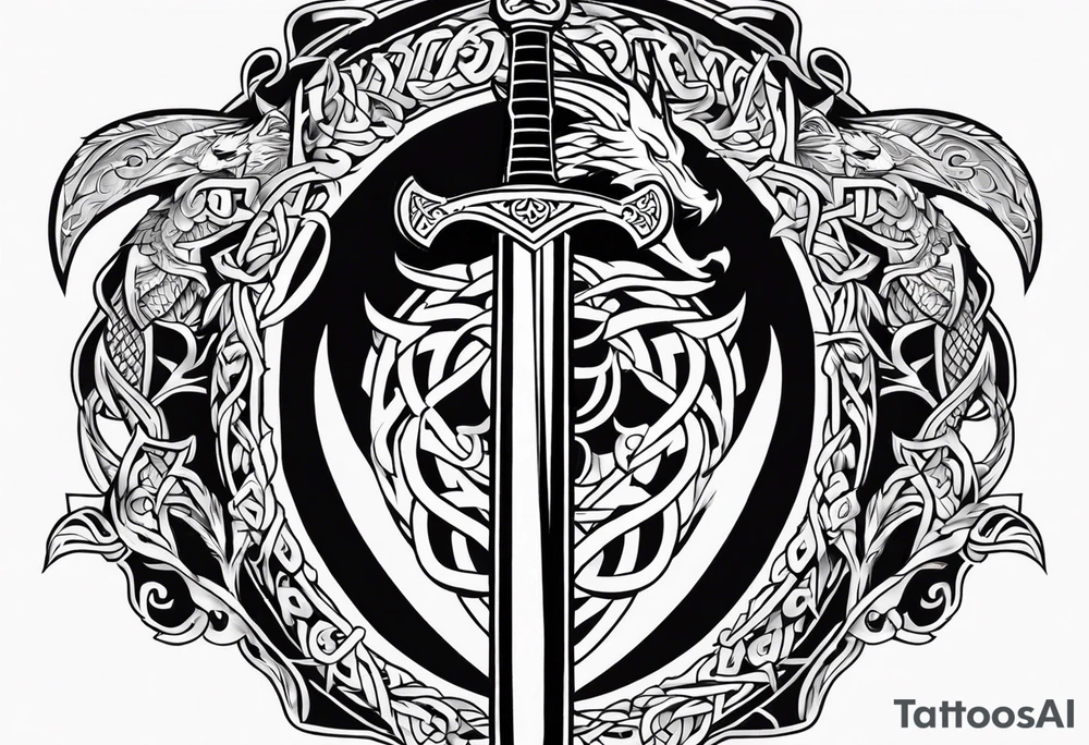 Viking sword Valhalla dragon tattoo idea
