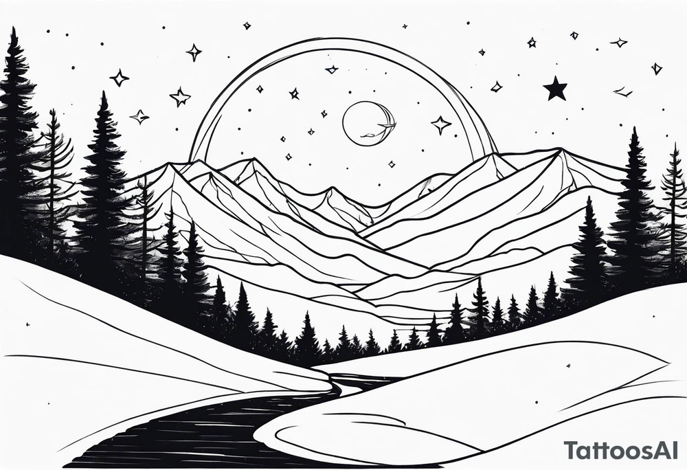Winter night sky tattoo idea