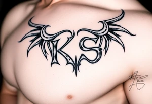 Tatuaje de tribal gótico que forme las letras las letras "KS" tattoo idea